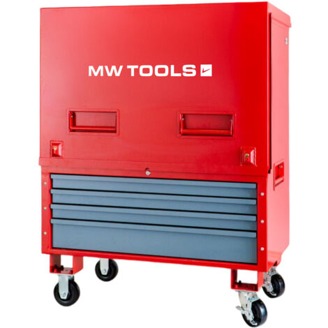 Mw Tools – Coffre de chantier métal 905L avec 4 tiroirs – Volume 905L – Capacité 600kg – Dimensions 1135x610x1275mm – MWB905T