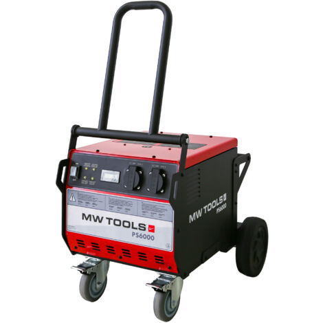 Mw Tools – Groupe électrogène mobile 5627Wh 230V 3.5kW – Alimentation silencieuse pour chantiers – Boîtier acier – PS6000