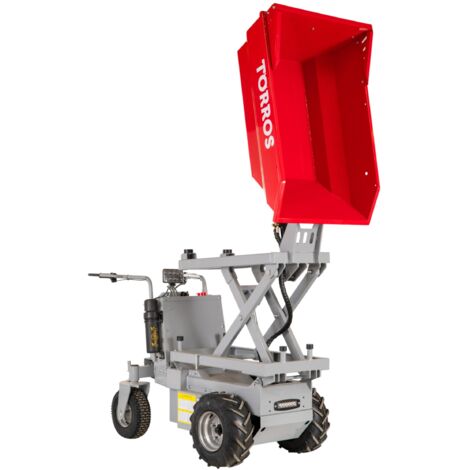 Torros – Brouette motorisée électrique 500 kg – Bac en acier 186 L – Élévateur à ciseaux hydraulique – Autonomie 7h – MED503HS