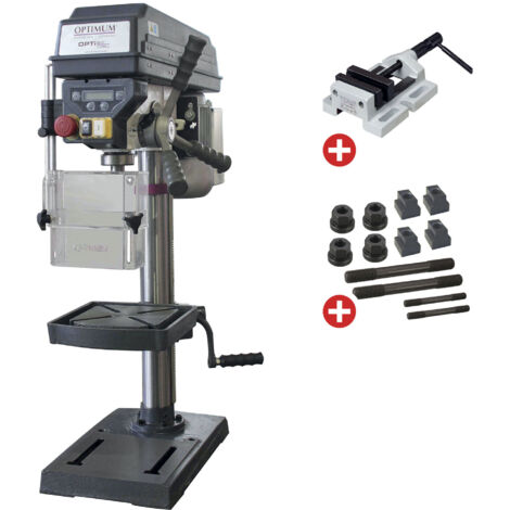 Perçeuse d'établi jusque ø 16 mm CM2 500W 230V affichage digital + étau de perçage + jeu de boulons Optidrill D17PRO 230V PACK (1/4)