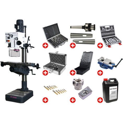 Pack Perceuse-fraiseuse à colonne perçage jusqu'à ø 32 mm CM4/M16 1,5 kW 400 V table croisée et accessoires essentiels Optidrill DH40CT PACK PRO (1/5)