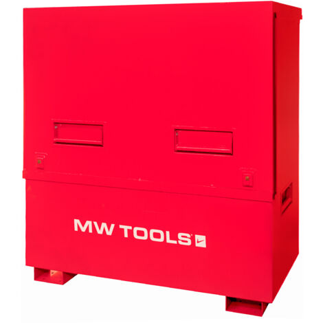 Mw Tools – Coffre de chantier métal 905 l – Volume 905 litres – Charge 1000 kg – Bord anti-effraction – Ouverture avec vérins à gaz – MWB905