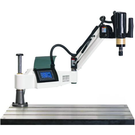 Bras de taraudage électrique M6 à M24 écran tactile PLC servo 1,2 kW 230V portée effective 1200 mm avec 9 douilles dia. 31 mm MW-Tech ETA2412 (1/5)