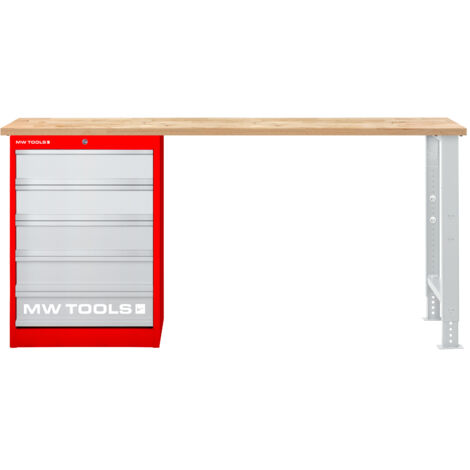 Établi modulaire Rubberwood avec armoire à tiroirs 5T 2000 mm MW Tools MOD20LP5R (1/4)