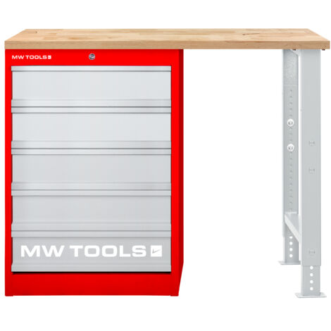 Établi modulaire Rubberwood avec armoire à tiroirs 5T 1200 mm MW Tools MOD121R (1/5)