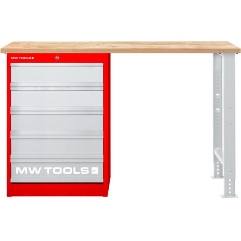 Établi modulaire Rubberwood avec armoire à tiroirs 5T 1500 mm MW Tools MOD15LP5R (1/4)