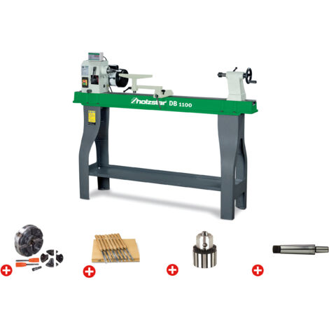 Pack tour à bois 358x1100mm + mandrin 100 mm + jeu 8 burins + mandrin à couronne + abre Holzstar DB1100 PACK