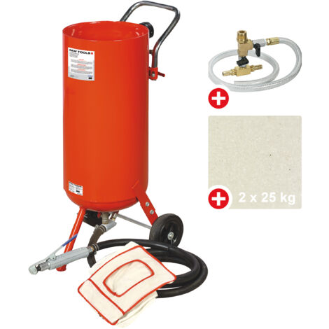Mw Tools – Sableuse pneumatique mobile 75L – Débit max 200L/min – Tuyau 2,5m – Pour nettoyage métal et bois – CAT02010PACK2 - PRO 75 L