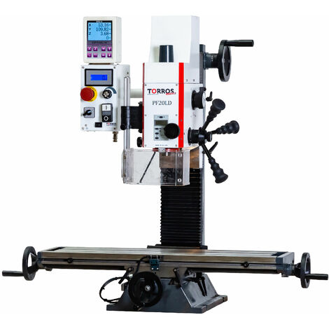 Perceuse-fraiseuse X 480 Y 175 mm Z 280 mm CM2/M10 0,85 kW 230V table longue affichage digital Torros PF20LD VARIO