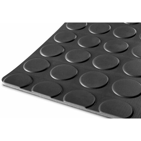 Tapis de sol en caoutchouc noir dessin pastille, 120cm de largeur