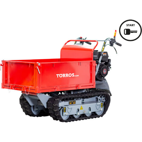 Torros – Minidumper à chenilles 500 kg – Moteur 9 cv – Démarrage électrique – 6 vitesses avant et 2 arrière – Pour terrains accidentés – MRP500H6E (1/5)
