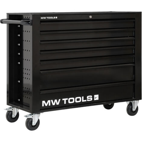Mw Tools – Servante d'atelier roulante 7 tiroirs noire extra large 1135 mm – Verrouillage intégré – Roues ø125 mm – Charge max 40 kg – GW307B