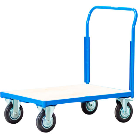 Mw Tools – Chariot de transport 1 plateau 500 kg – Construction tubes d'acier – Surface bois – Roues fixes et pivotantes – SH501