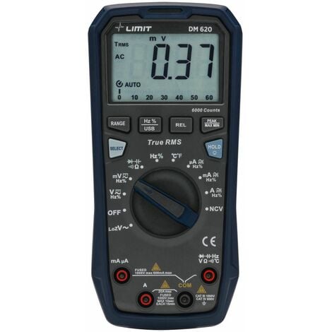 Multimètre digital échelle automatique Cat III 600V avec sonde température