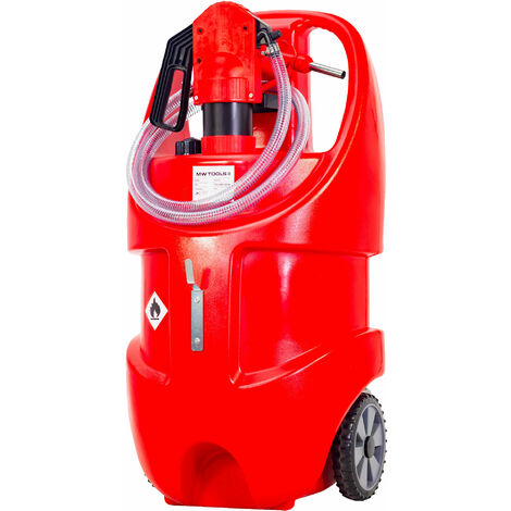 Mw Tools – Cuve mobile 75L pour diesel et huiles – Pompe manuelle rotative – Vanne de vidange – Tuyau transparent – TBC75M - PE 75 L