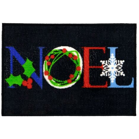 Festive Christmas Machine Washable Indoor Doormat, 40x57cm, Noel, Black (1/4)