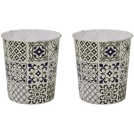 Mosaic Navy Waste Paper Bin, Set of 2