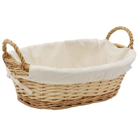 Acacia Oval Willow Storage Basket with Lining, Honey Finish (1/4)