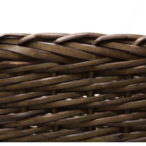 Vertical Weave Rectangle Log Basket with Wooden Handles, Brown, Medium