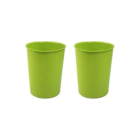 Quality Vibrance Green Lightweight Plastic Waste Paper Basket Bin, Set of 2 (1/3)