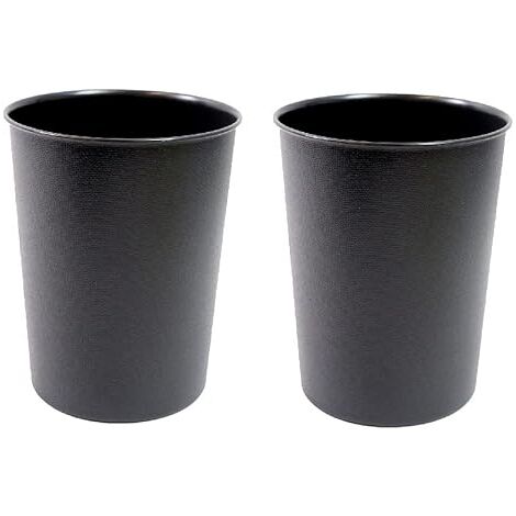 Quality Vibrance Black Lightweight Plastic Waste Paper Basket Bin, Set of 2 (1/3)