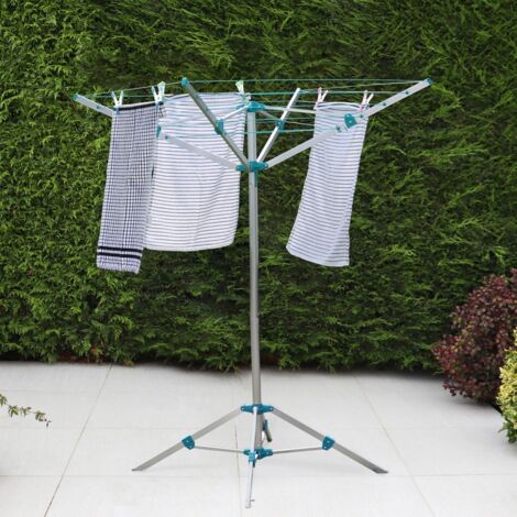 Four-Arm Aluminium Portable Free-Standing Rotary Airer, 16m, Grey