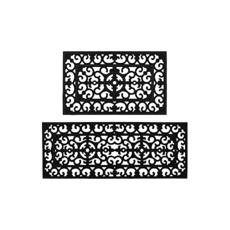 Lexi Wrought Iron Effect Rubber Doormat and Patio Mat set (1/4)