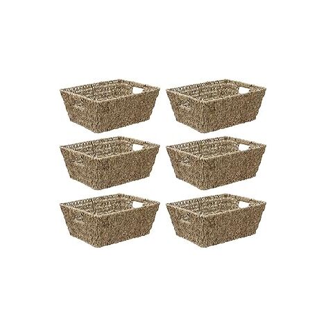 Hand Woven Seagrass Rectangular Storage Basket, Set of 6, Large (1/4)