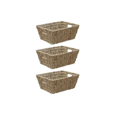 Hand Woven Seagrass Rectangular Storage Basket, Set of 3, Large (1/4)