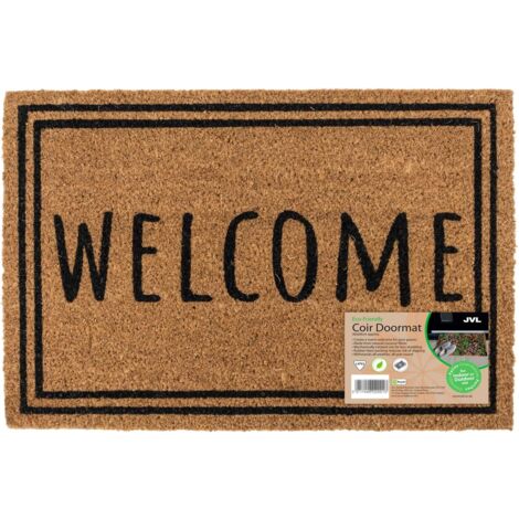 JVL Eco-Friendly Latex Backed Coir Entrance Doormat, 40x60cm - Welcome Border (1/5)