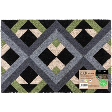 JVL Eco-Friendly Latex Backed Coir Entrance Doormat, 40x60cm - Geo (1/5)