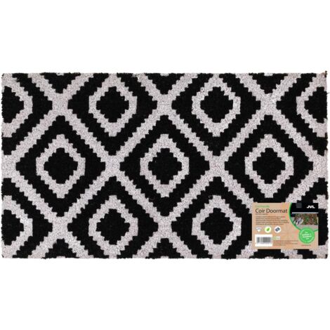 JVL Eco-Friendly Latex Backed Coir Entrance Doormat, 40x70cm - Monochrome Diamond (1/5)