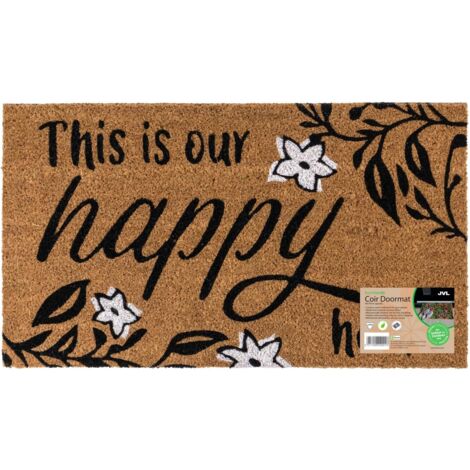 JVL Eco-Friendly Latex Backed Coir Entrance Doormat, 40x70cm - Our Happy Home (1/5)