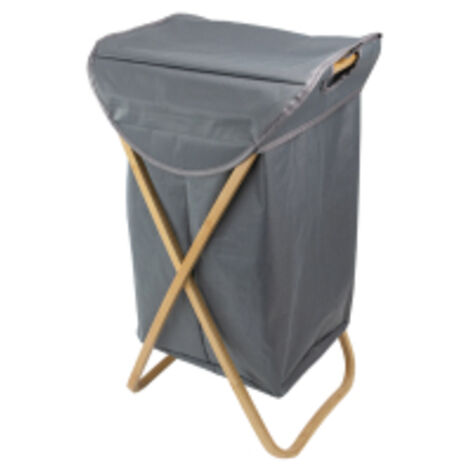 JVL Bambanio Foldable Bamboo Laundry Storage Hamper, 100L - Grey (1/5)