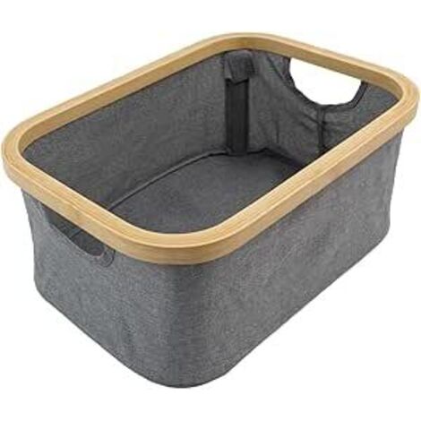 JVL Bambanio Foldable Bamboo Storage Basket, 26L - Grey (1/5)
