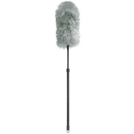 Synthetic Static Duster with Extendable Pole, Grey/Turquoise