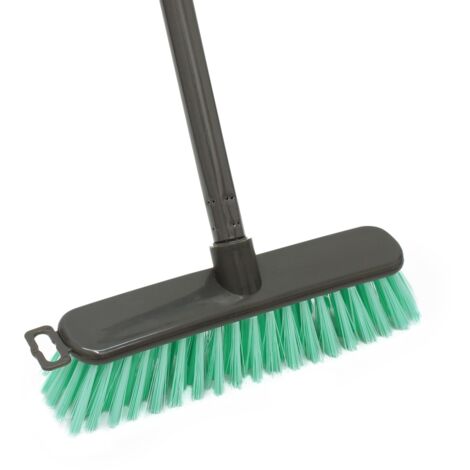 Lightweight Outdoor Hard Bristle Sweeping Brush Broom, Turquoise/Grey