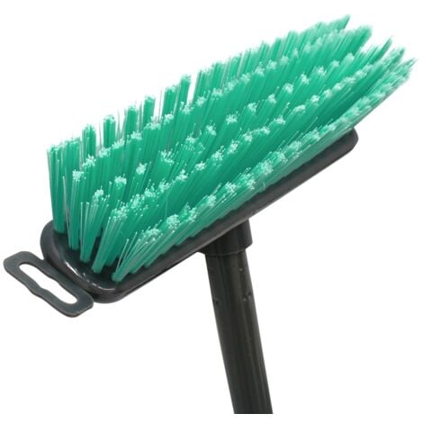 Lightweight Outdoor Hard Bristle Sweeping Brush Broom, Turquoise/Grey