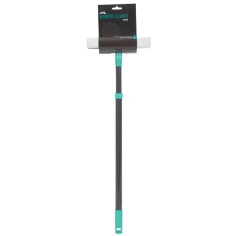 Rubber Squeegee Sponge Window Cleaner with Extendable Pole, Turquoise/Grey