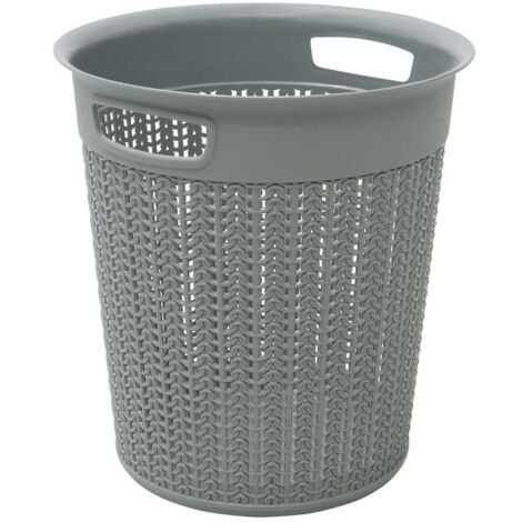 Knit Design Loop Plastic Round Bin, Grey