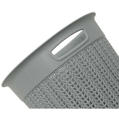 Knit Design Loop Plastic Round Bin, Grey