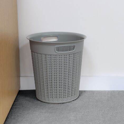 Knit Design Loop Plastic Round Bin, Grey