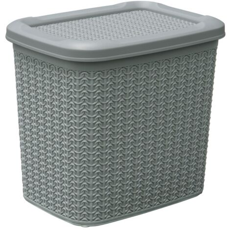Knit Design Loop Plastic Lidded Storage Box, Grey