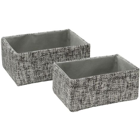 Urban Set of 2 Rectangular Paper Storage Baskets, Grey
