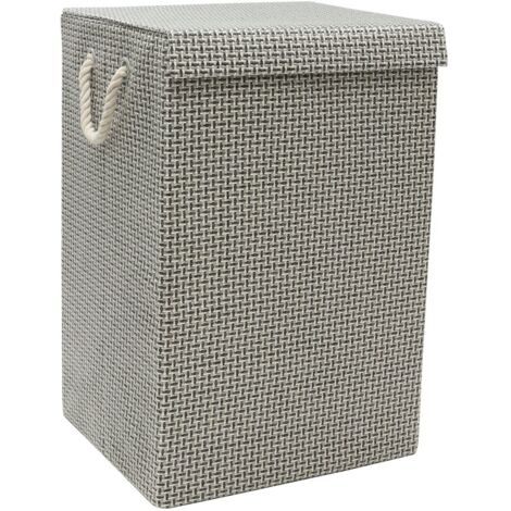Silva Fabric Foldable Laundry Hamper with Lid and Handles, Grey (1/4)