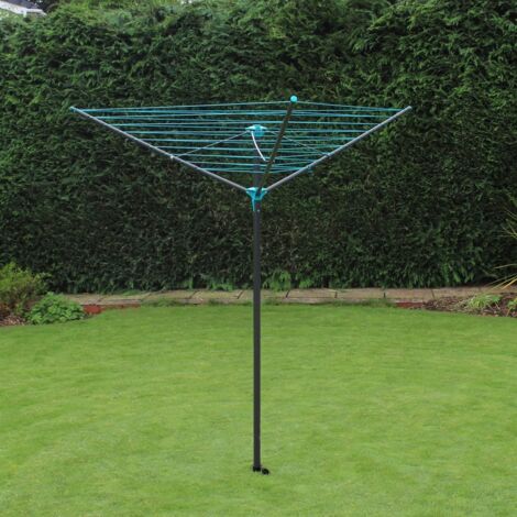 Three-Arm Powder Coated Steel Rotary Airer, 30m, Grey