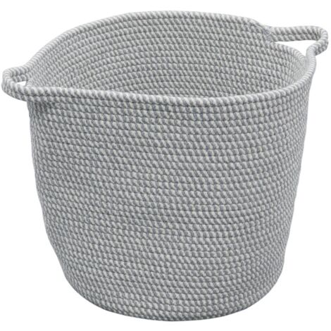 Edison Round Cotton Rope Storage Basket with Handles, Grey