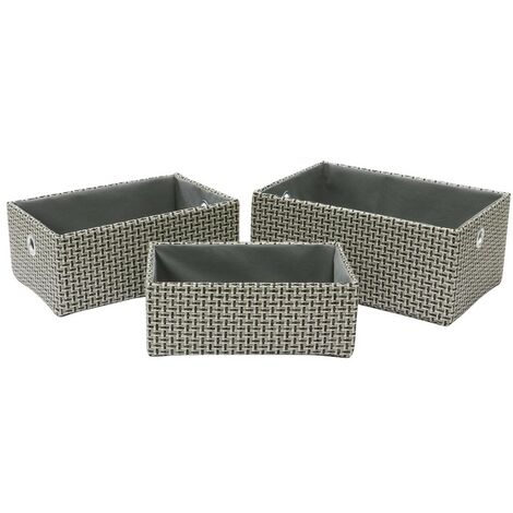 Silva Rectangular Fabric Storage Baskets, Set of 3, Grey (1/4)