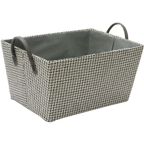 Silva Rectangular Fabric Storage Box with Handles, Grey