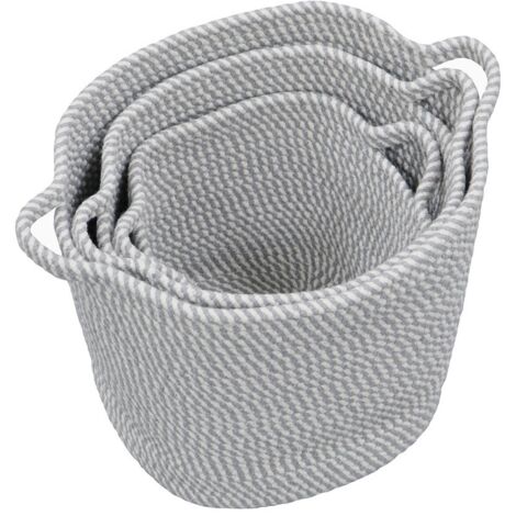 Edison Cotton Rope Storage Baskets, Set of 3, Grey